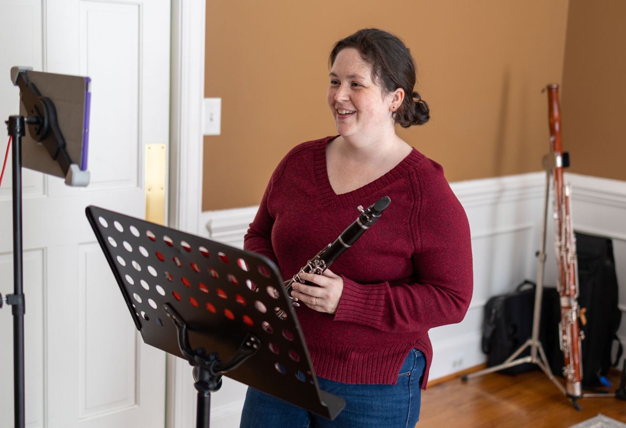 Catherine playing the clarinet